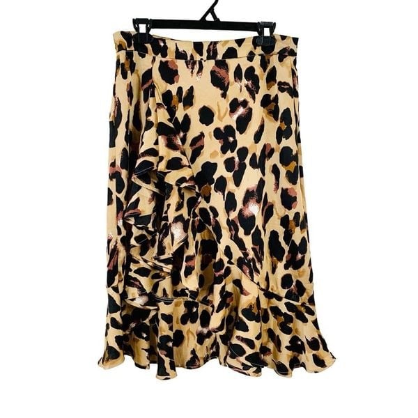 Leopard Print Satin Ruffle High Low Midi Skirt 4uIqYkNi
