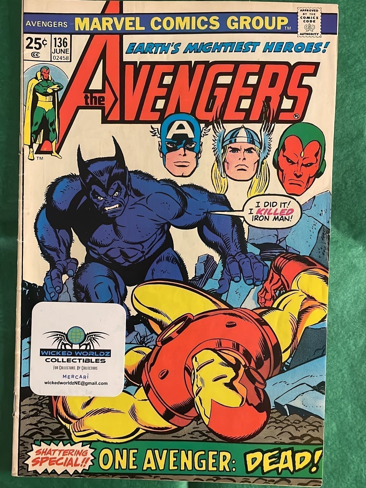 The Avengers #136 comic (Marvel) 1975 Bronze Age EULS9AtyR