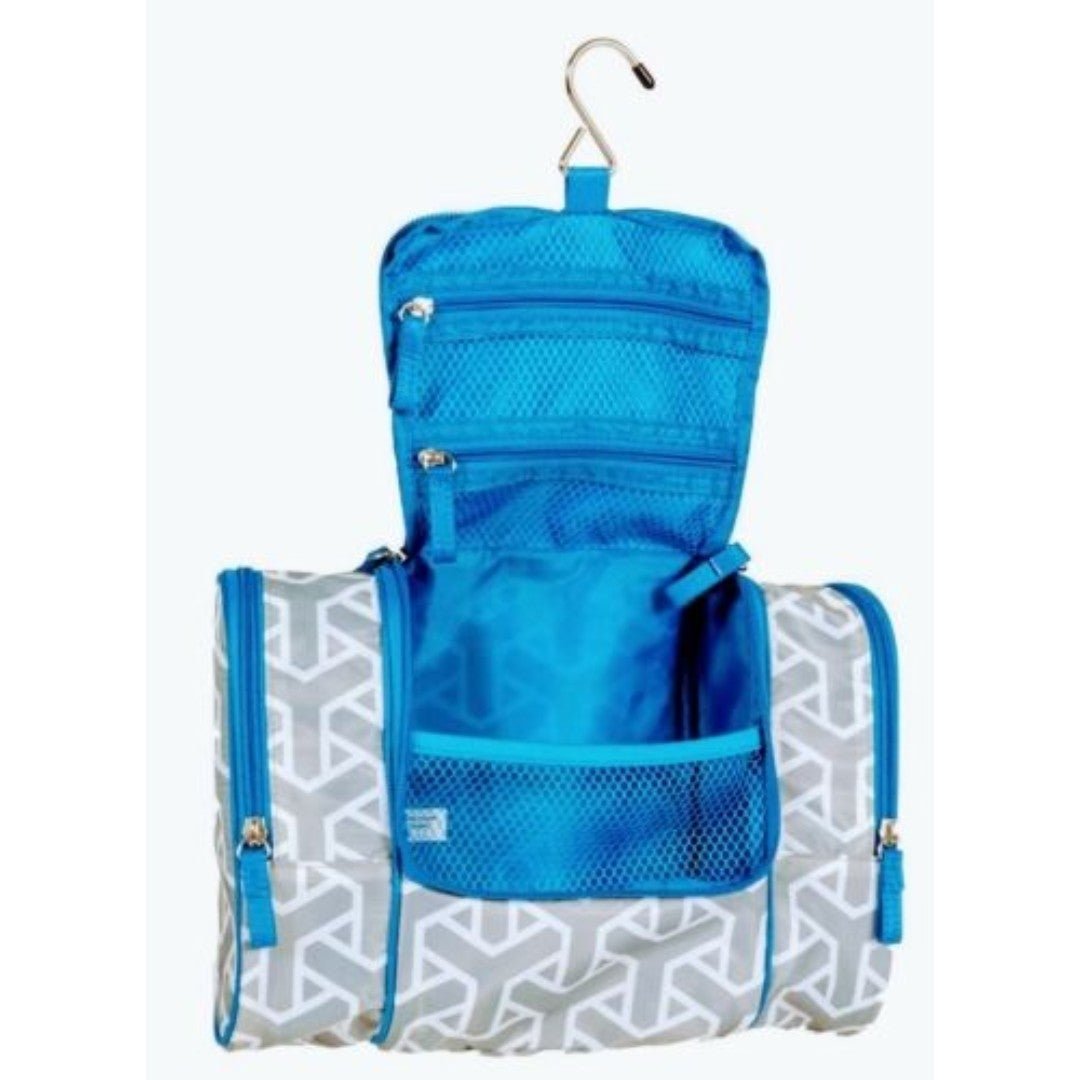 Travel Bag Gray & Blue Flat Pack Travel Hanging Bag New