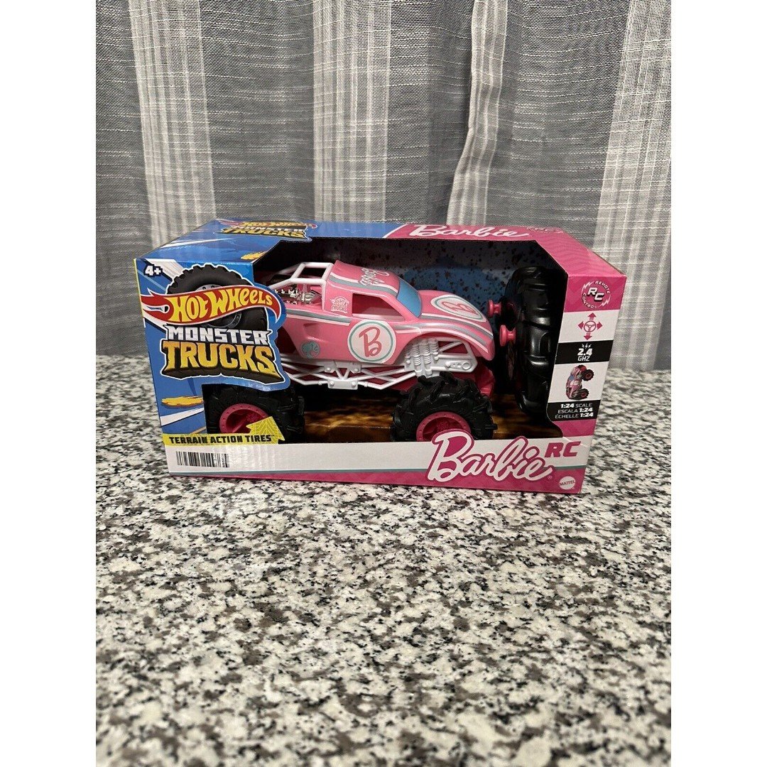 Hot Wheels Barbie Monster Truck RC Battery Powered Remote Toy Truck 1:24 EyrfZOOaz