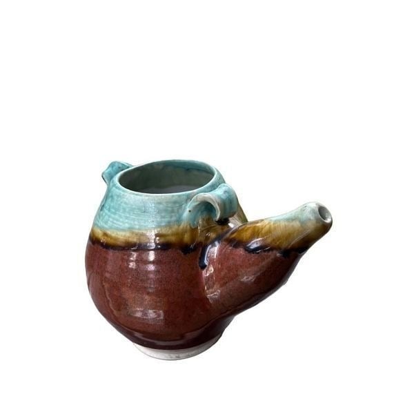 Vintage Studio Pottery Signed Tea Pot Stoneware Brown & Green Glazed fGgjLDtYr