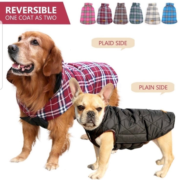 Kuoser Reversible Waterproof Plaid Quilted Dog Jacket 7