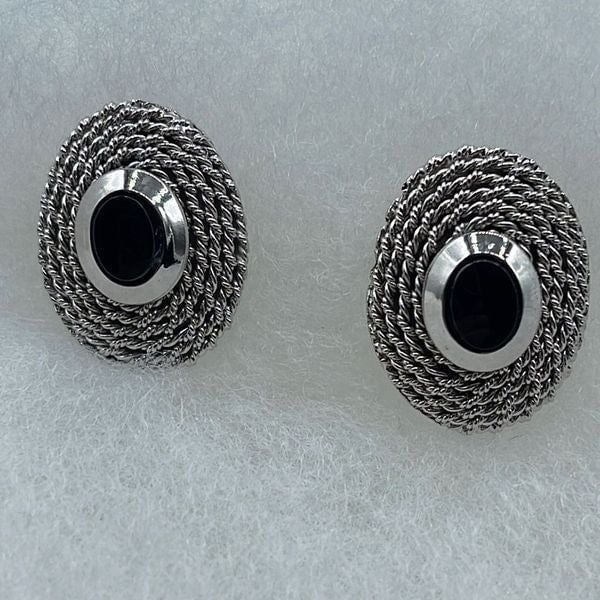 Made in Italy for Shields. Silver plated cuff links wit