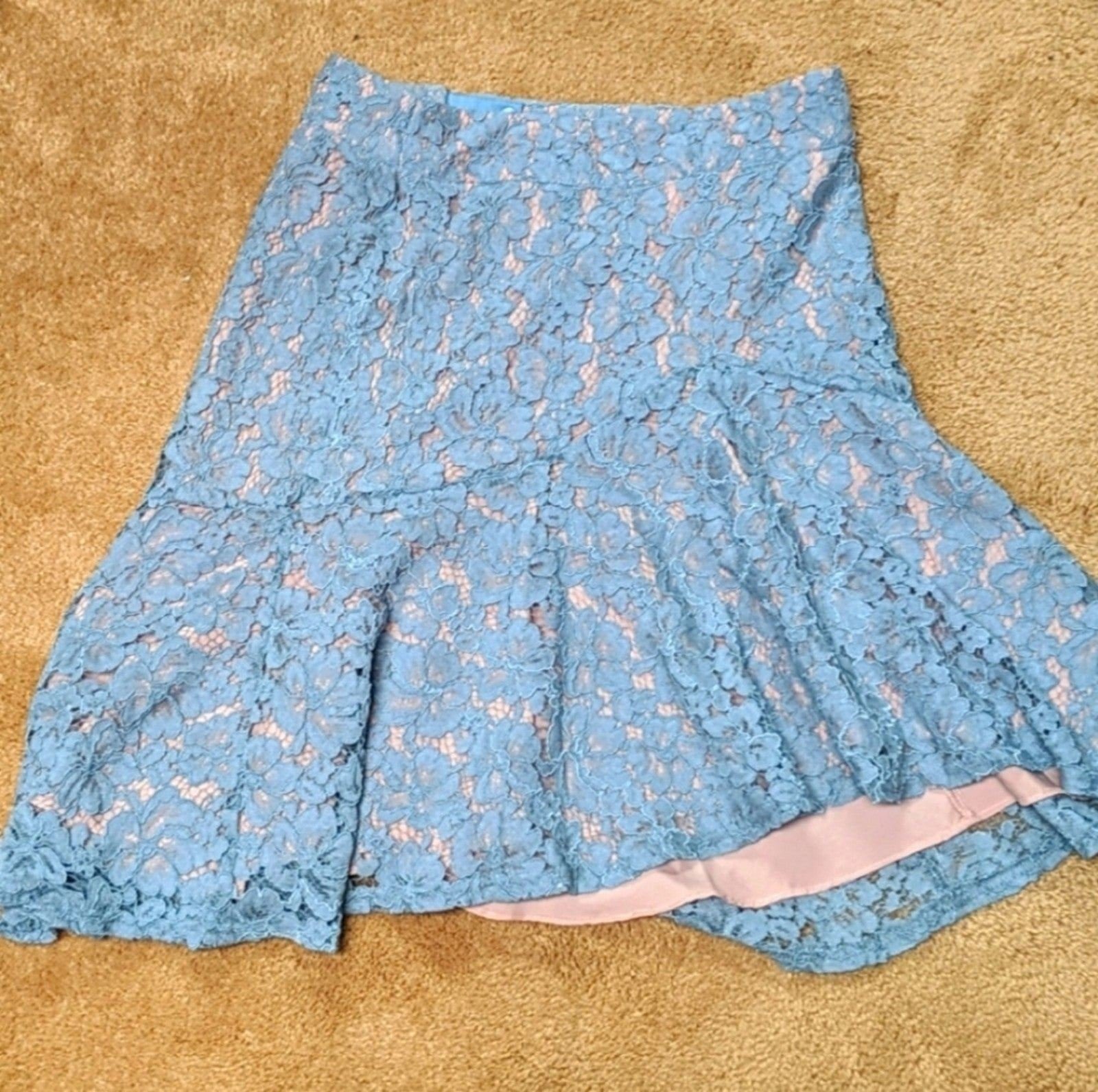 Cynthia Rowley Blue Lace Peplum Skirt Size 2 New 3eqZXW
