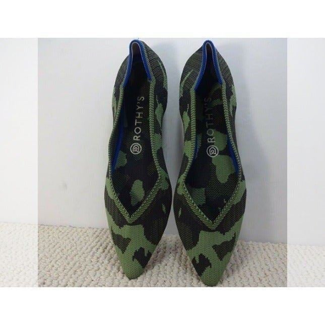 Rothy´s The Point Olive Camo Green Flats Pointed Toe Shoes Womens Size 8.5 crBiiWBu3