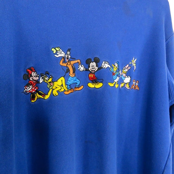 90s Vintage Walt Disney World Blue Embroidered Mickey Mouse Sweatshirt Medium fqJr3UypT
