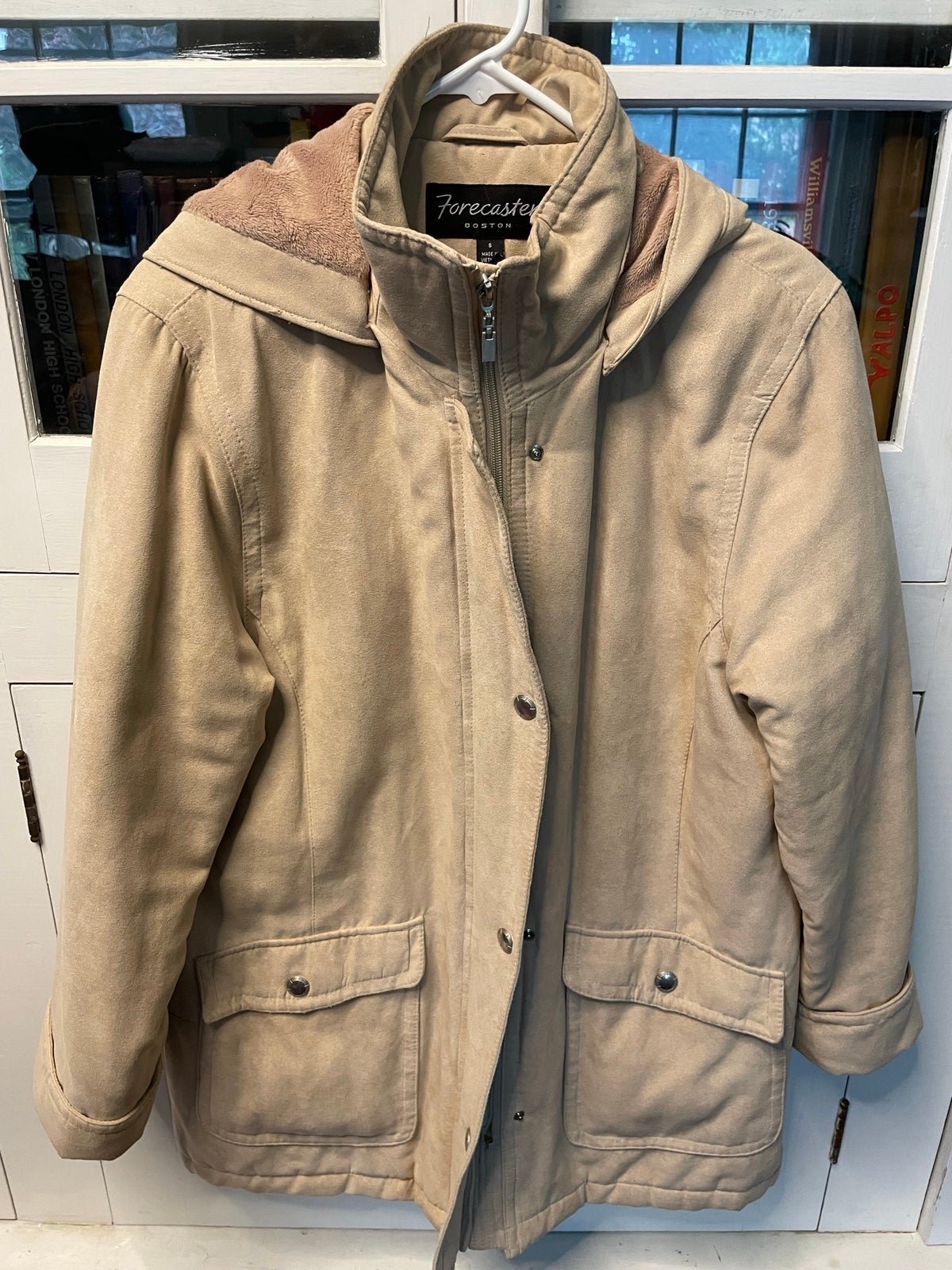Vintage Forecaster Of Boston Women’s Beige Coat Jacket W/ Fox Fur Lining Size S DeMN899QE