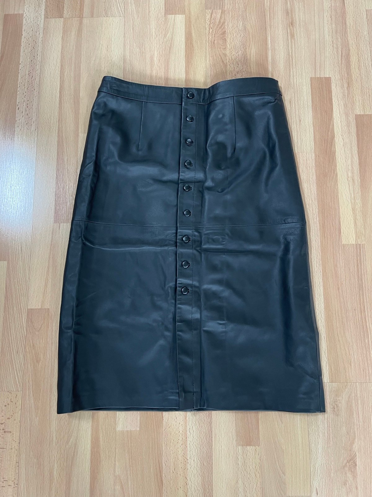 LL Leather Lovers Black Button Front MIDI Skirt 3ySIWZR