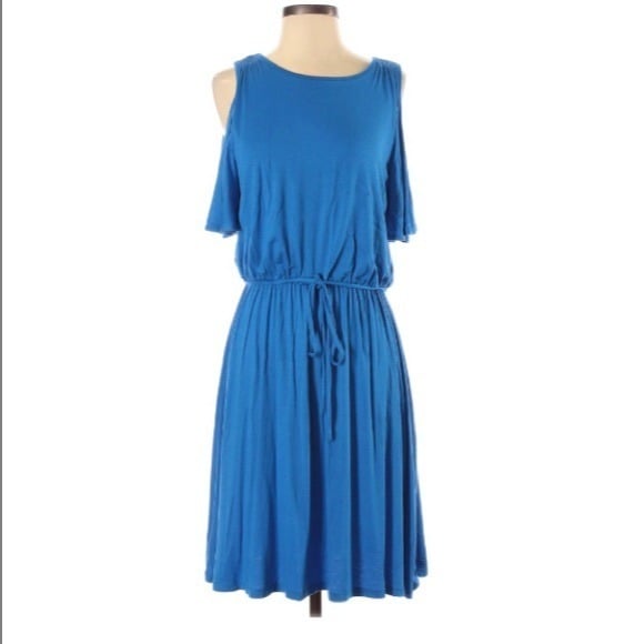 LOFT Cold Shoulder Casual Dress, Size Small, Blue 85hbc24dq