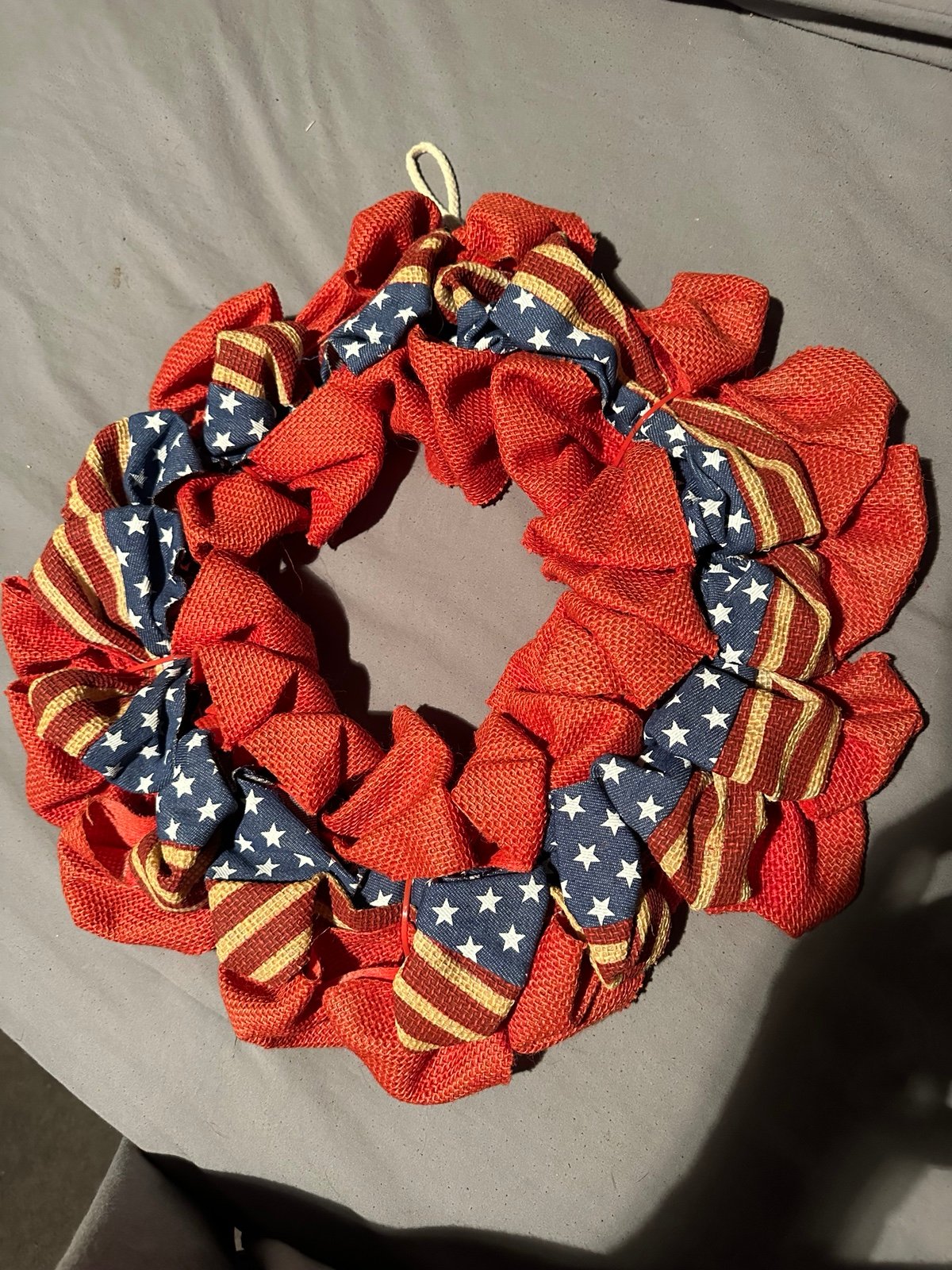 Faux burlap flag wreath 20” 3bH0y2m8C