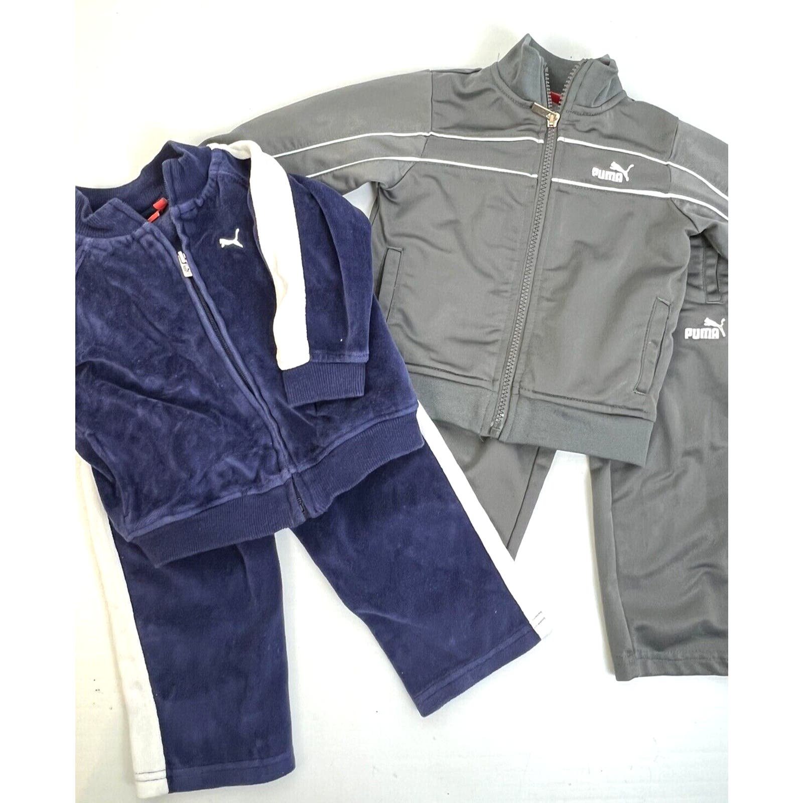 Puma Warm Up Suits Unisex 18 Months Blue White Gray Casual Jacket Pants Play 5tQd0DTg1