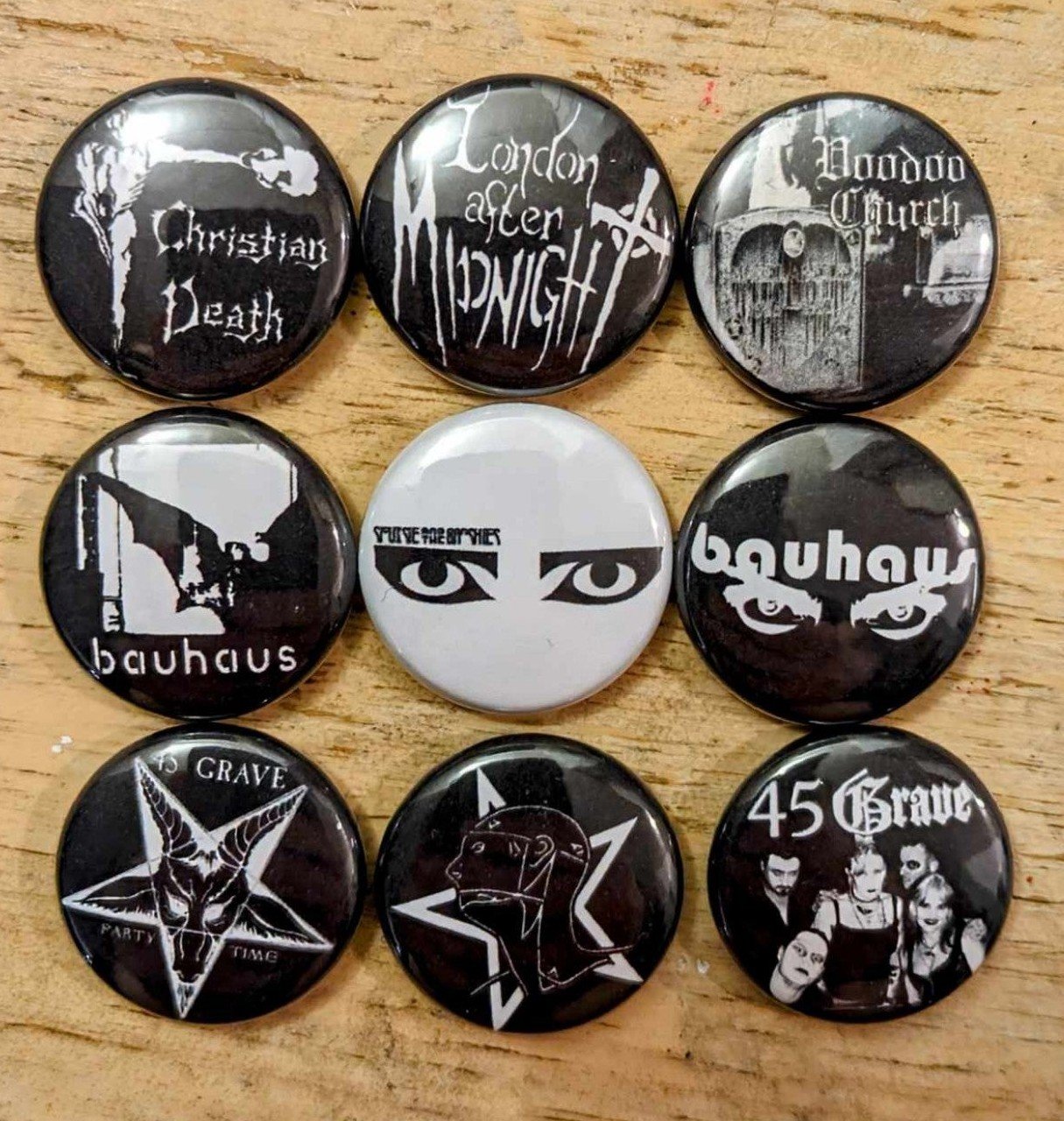 Goth bands 1 inch set of 9 pinback buttons 4tXpKbR4x