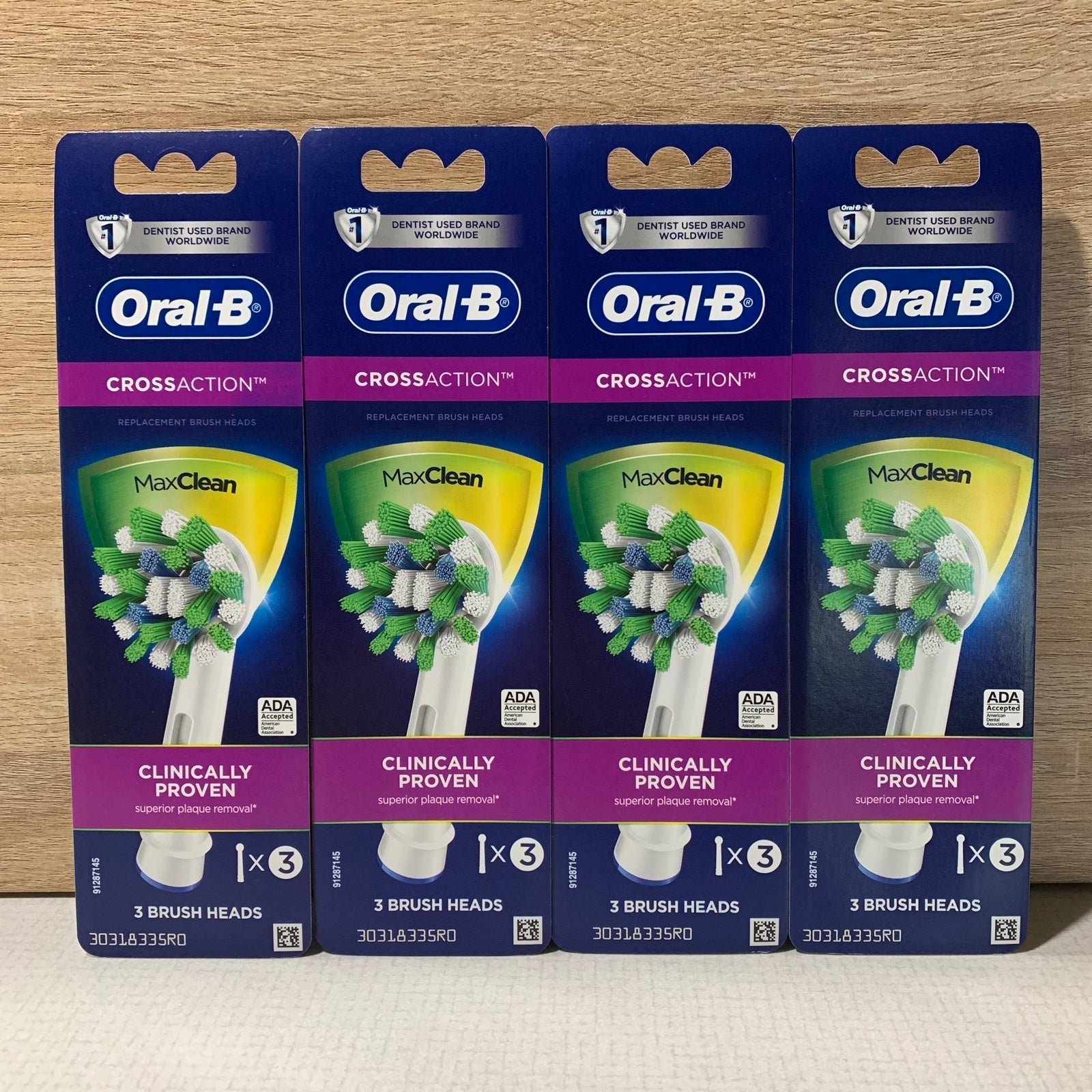 (4) Oral B CrossAction MaxClean Replacement Brush Heads