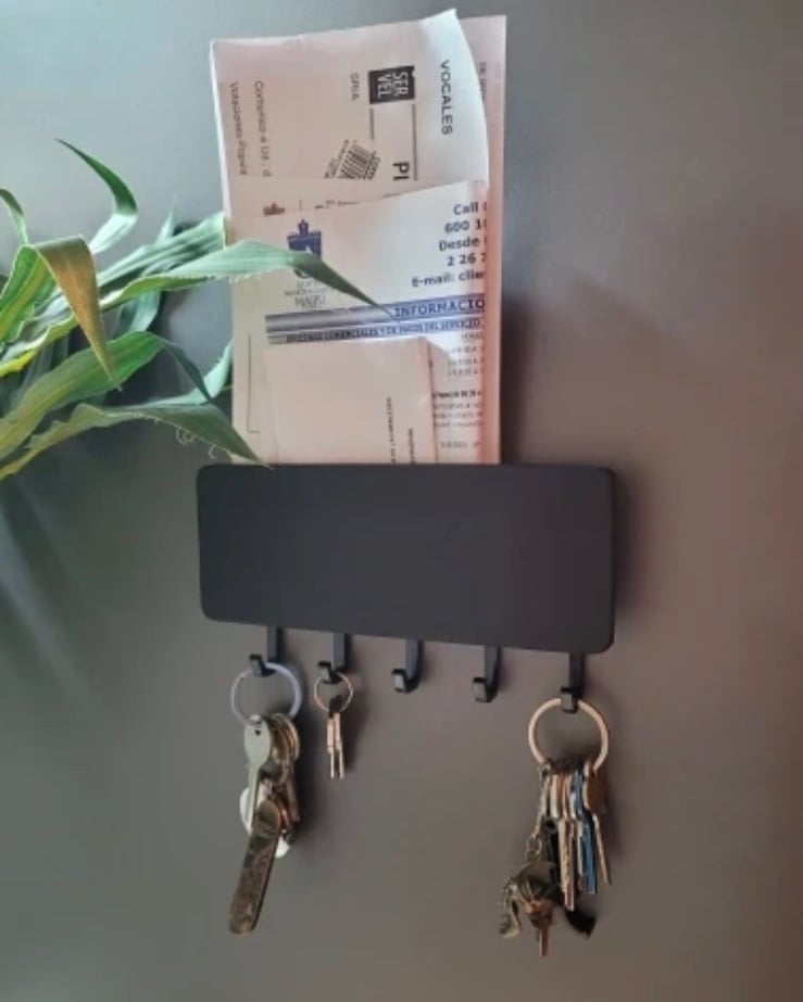 Wall Hanging Key & Mail Holder | Black CtIgYBt6X