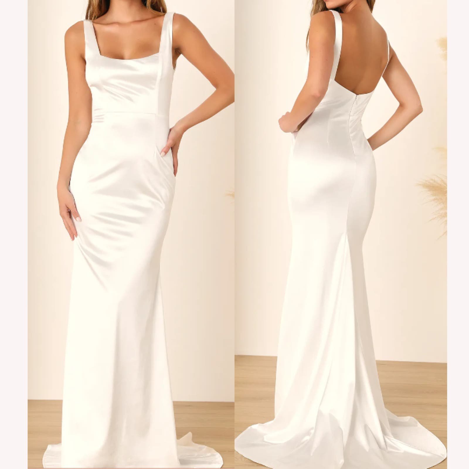 LULU´S XL Sensational Promise White Square Neck Mermaid Maxi Dress b33 flaw 3MgCmyqlB