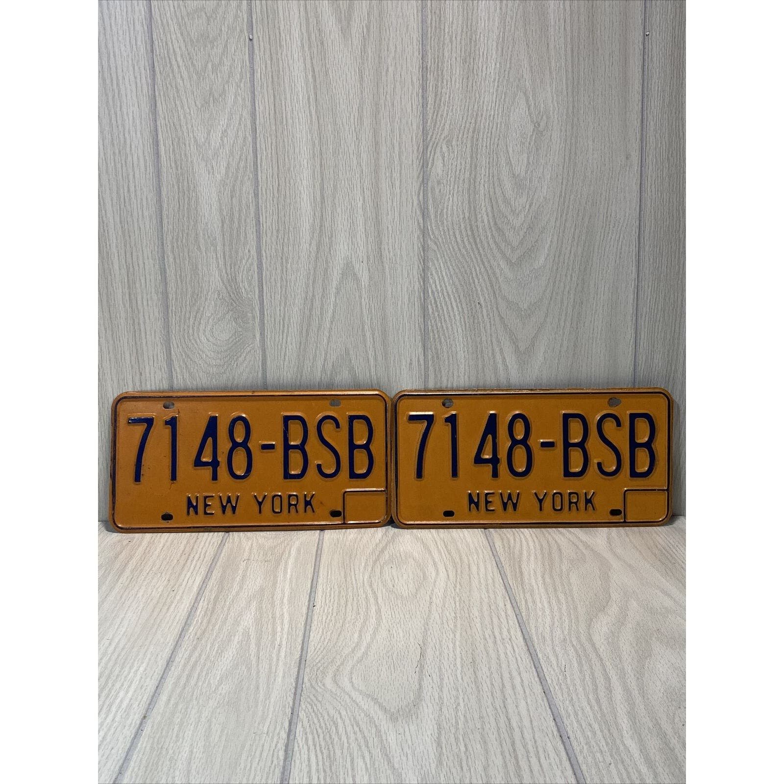 Vintage New York License Plate Twin Pair - NEW YORK 7148-BSB 7MECgrnTl