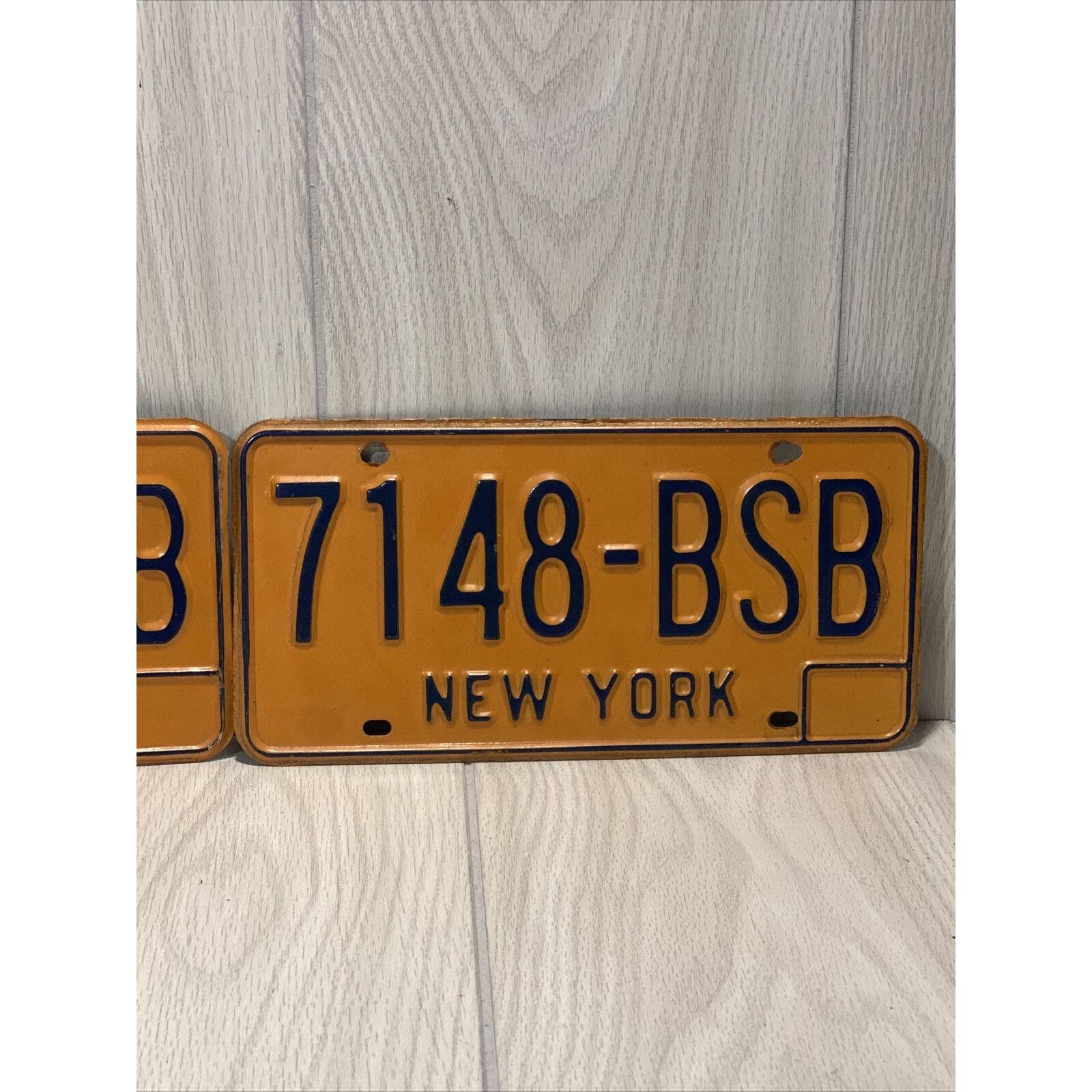 Vintage New York License Plate Twin Pair - NEW YORK 7148-BSB 7MECgrnTl