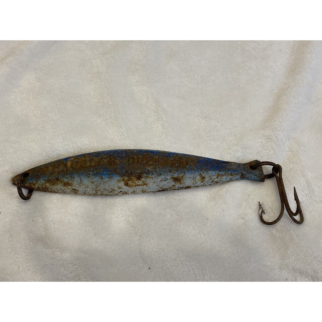 Antique Vintage Deep Sea Fishing Jig STRAGGLER DEEP SIX Triple Hook 1 lbs. 6 oz. chxZlZTdw