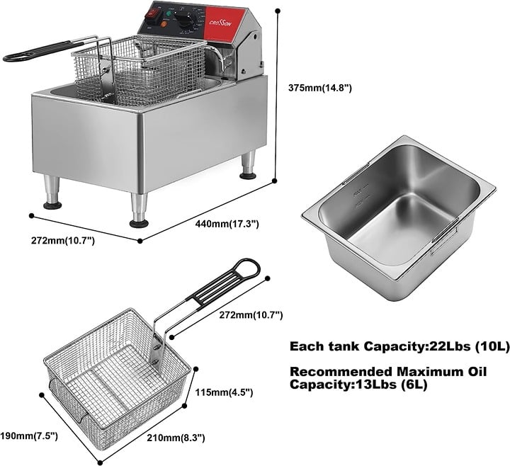 13Lbs Electric Deep Fryer Countertop with Easy-assembling Solid Basket Fryer FJAAxcvwd