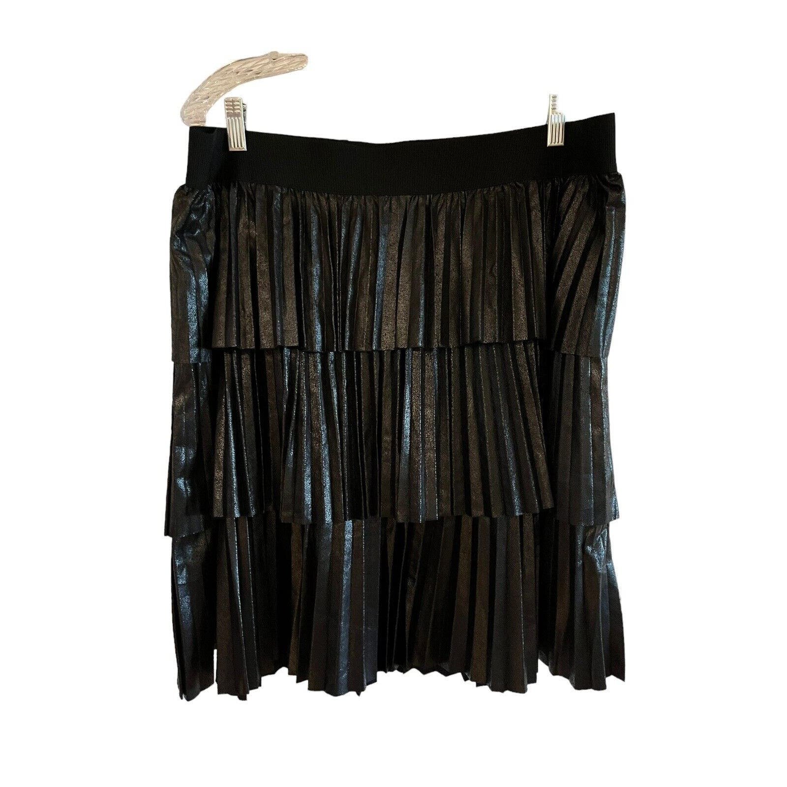 NWT Lane Bryant Pleated Ruffled Black Skirt Size 18/20 9FnmNdjXD
