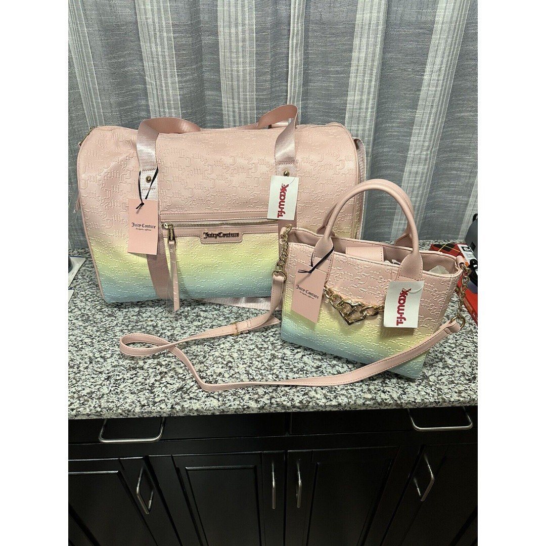 Juicy Couture Overnight Duffel Bestseller Rosie Weekender Bag Ombre Pastel Set!! 2hjleF1UB