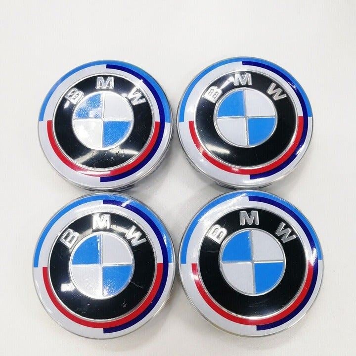 4PC BMW 50th Anniversary 68mm Wheel Hubcaps fMKBxoKCy