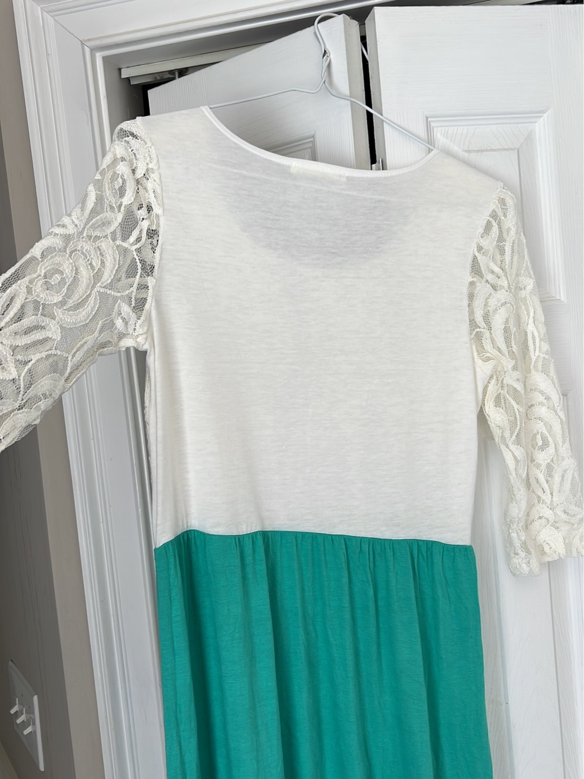 Gorgeous Ivory and Mint with Lace Maxi Dress - Medium aN62k8ypA