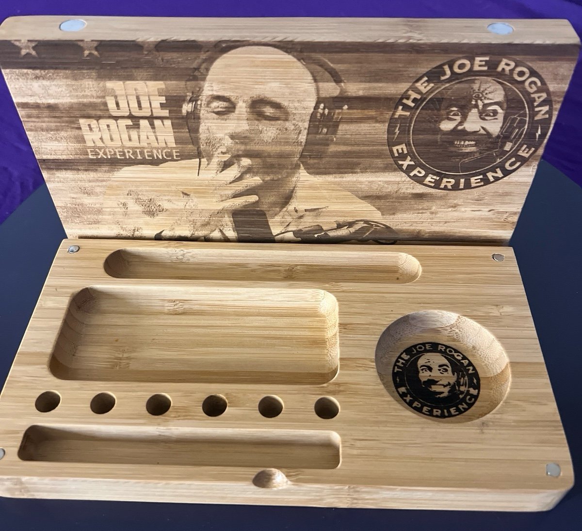 Joe Rogan laser engraved magnet back flip style rolling tray 9XCmS7DYg