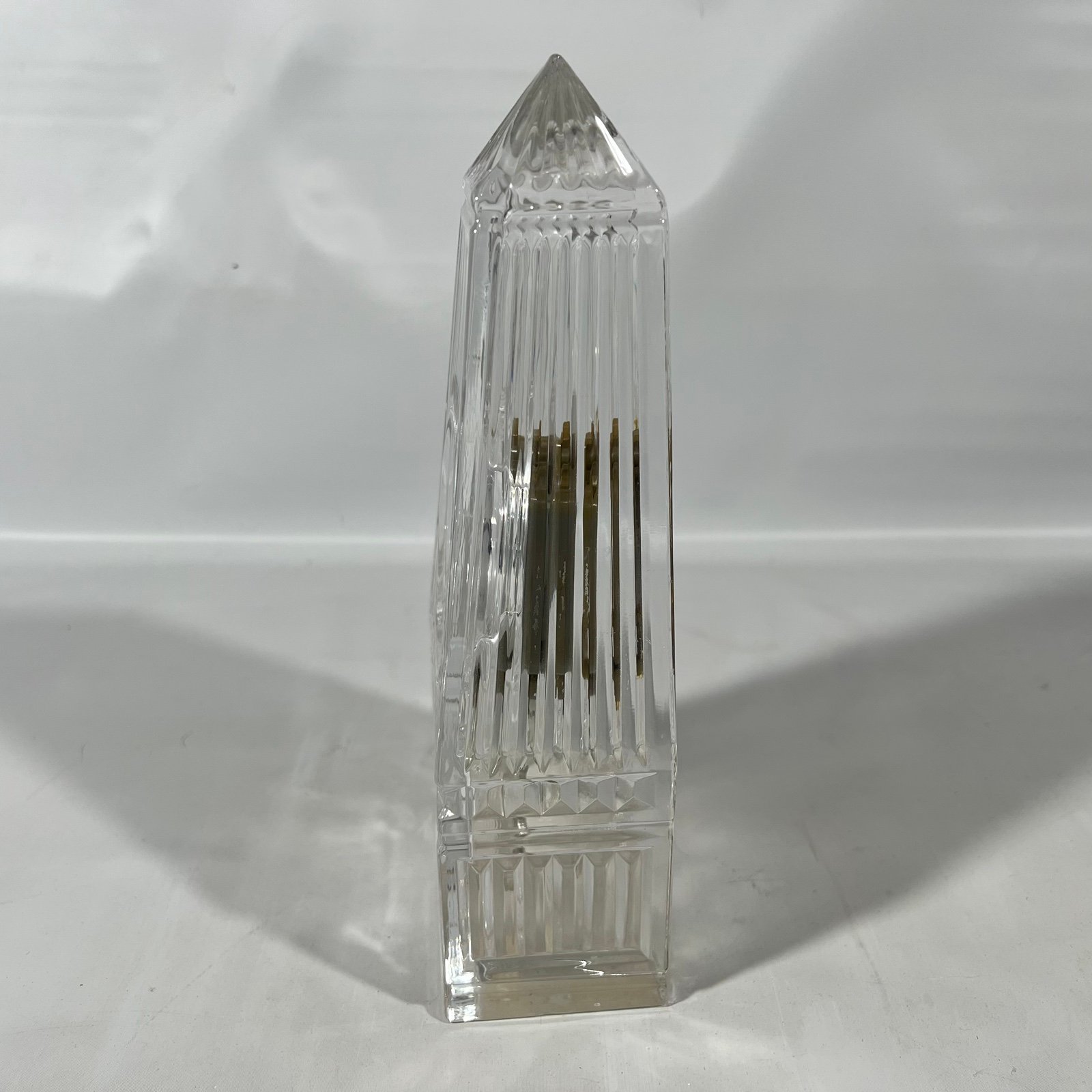 Vintage Crystal Time Piece Obelisk Pyramid Tower Shannon Quartz Clock g7jwol6bx