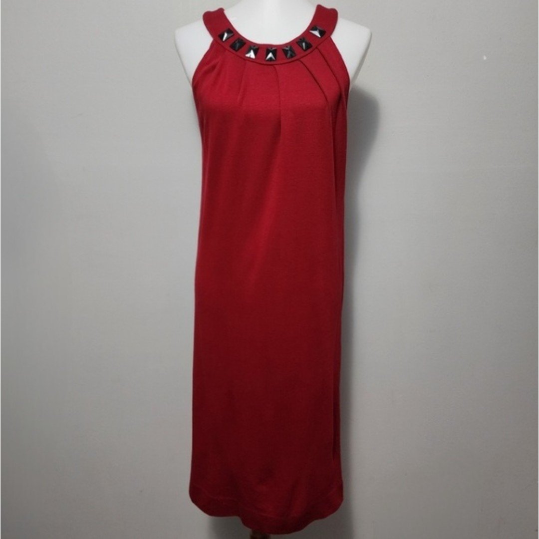 Karen Kane Red Retro Glam Jeweled Halter Shift Dress Size Medium gbxPWZNAT