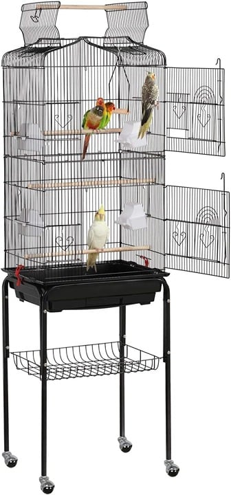 Bird Cage 64-inch Play Open Top Medium Small with Detachable Rolling 5I645Nklf