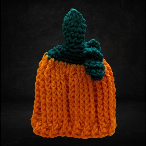 Handmade Cabled Halloween Pumpkin Hat Newborn Infant Ba