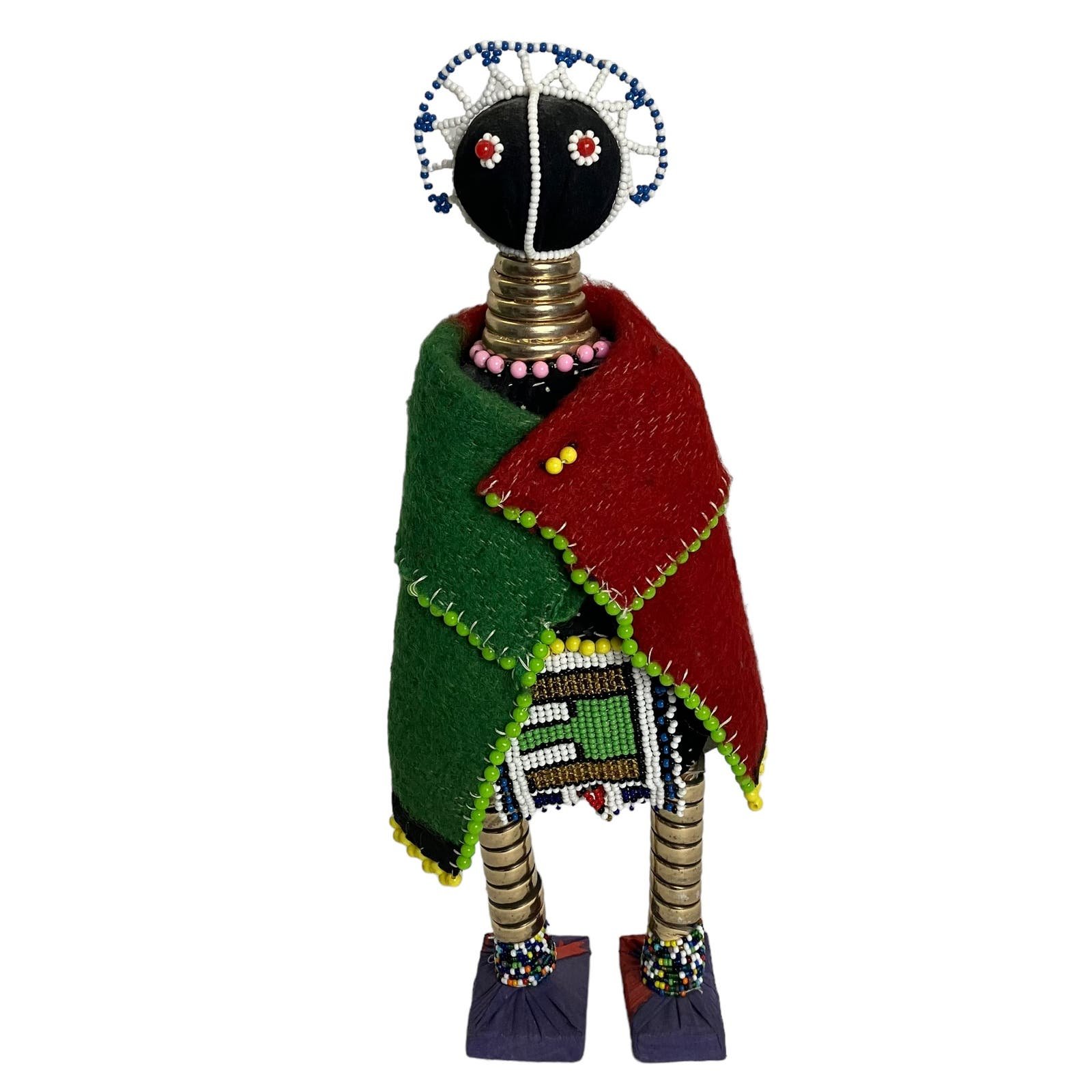 African Ndebele Tribe Beaded Felt Handmade Ceremonial Doll D9iBmFxCY