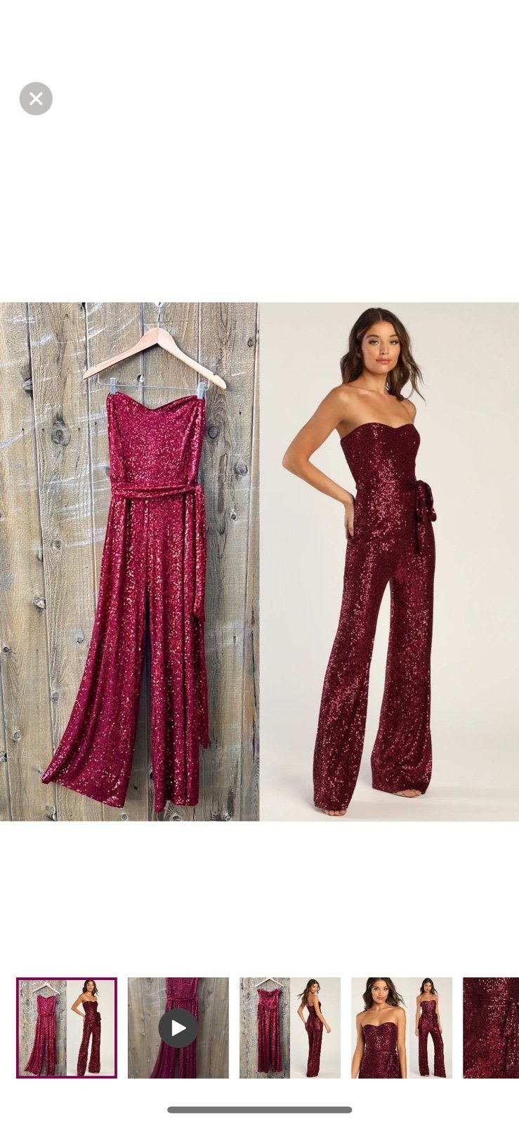 Red Sequin Sweetheart Strapless Wide-Leg Jumpsuit bfJ2GOoX6