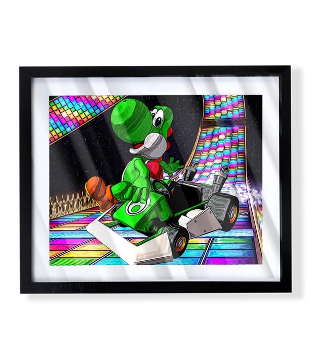 Custom Art Piece Of Yoshi With Kart In Rainbow Row 18YqQhC6j