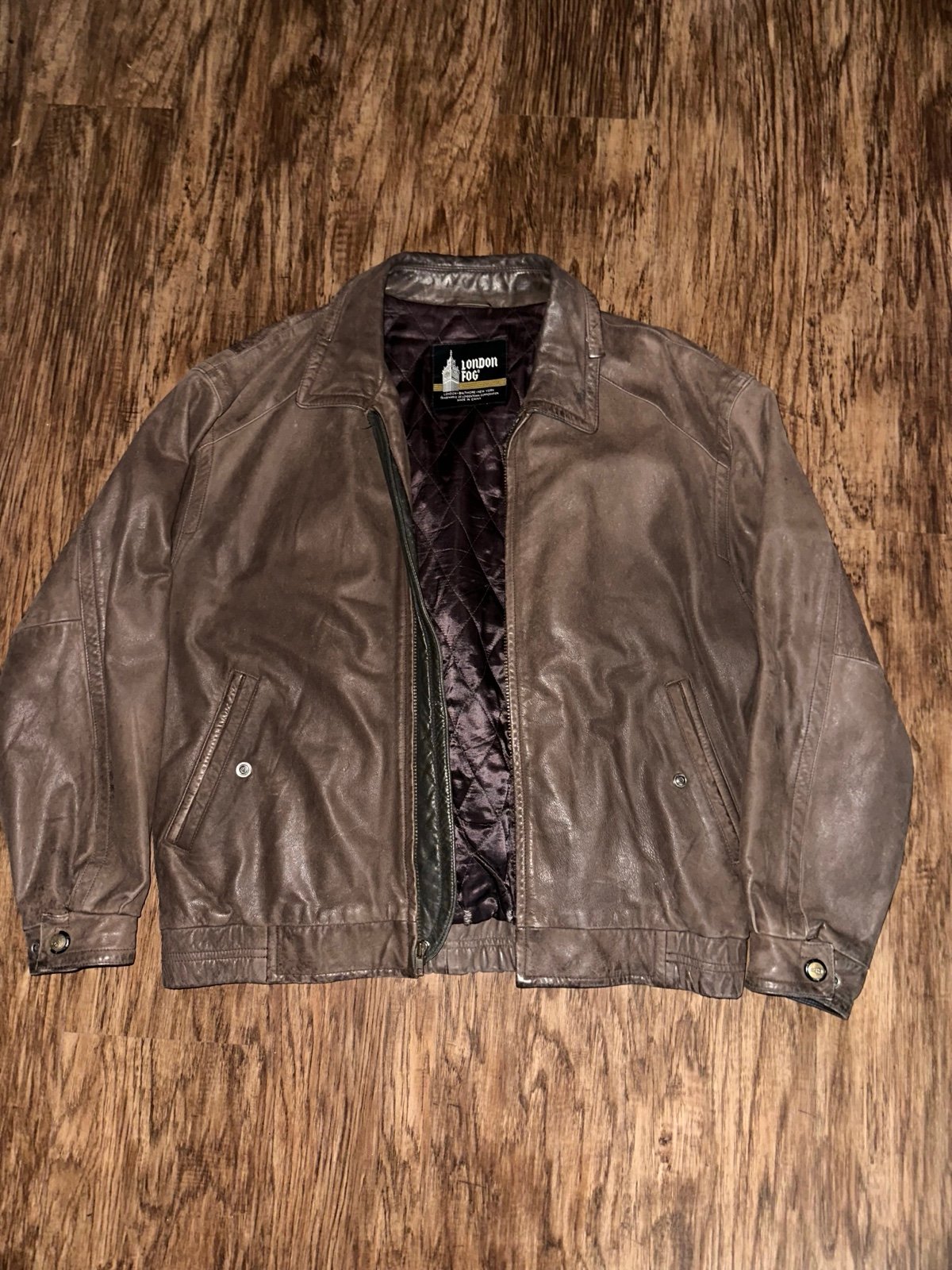 Vintage 70s London fog leather jacket size large FvQHztkWm