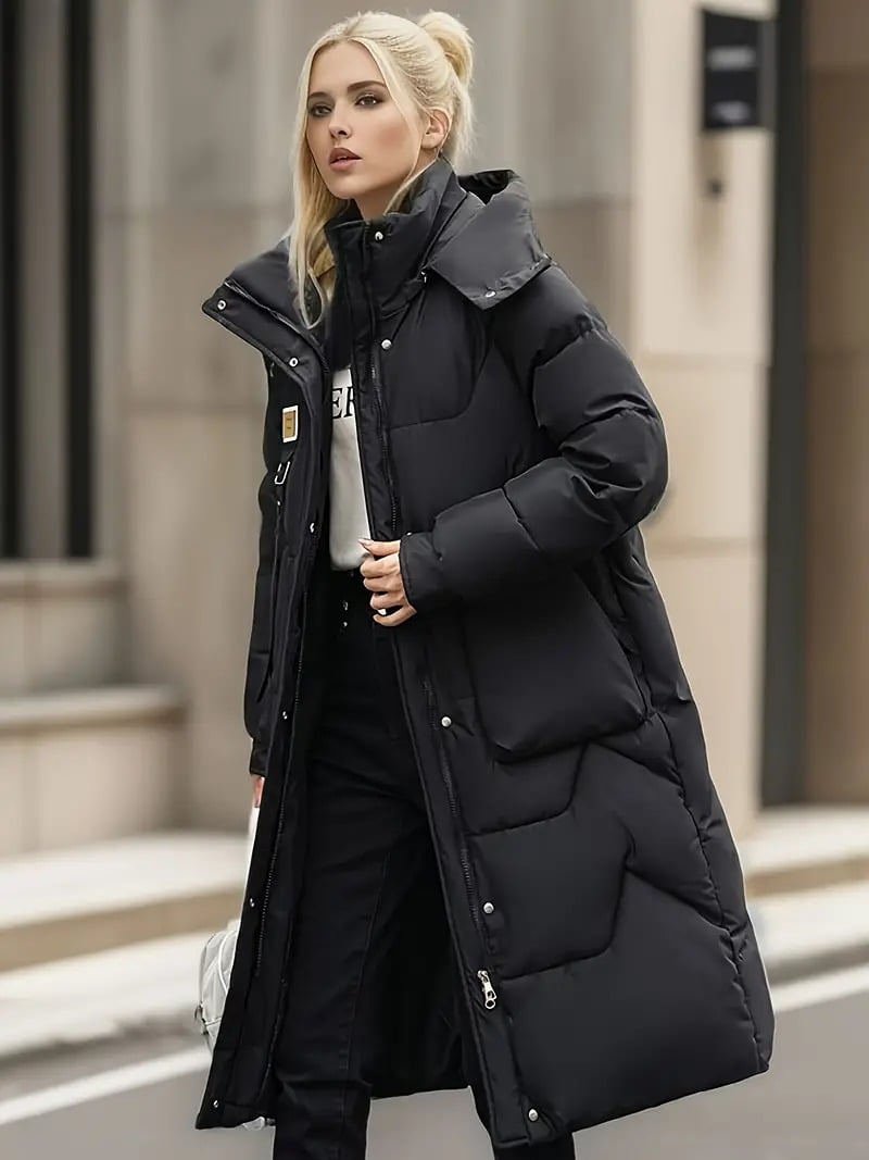 Long Puffer Jacket For Women With Detachable Hood 2jotDBJfH