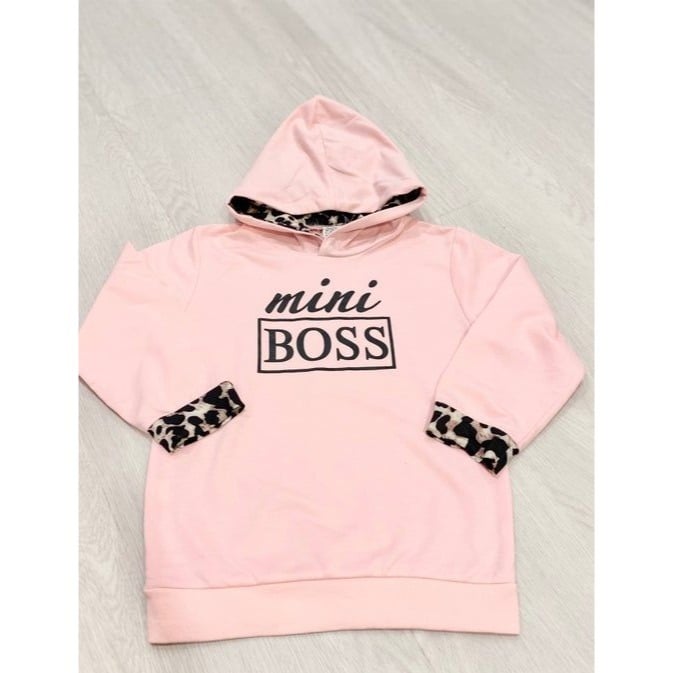 Girls Long Sleeve Pink and Leopard Hoodie Mini Boss Shirt 5T CnGR0x5OM