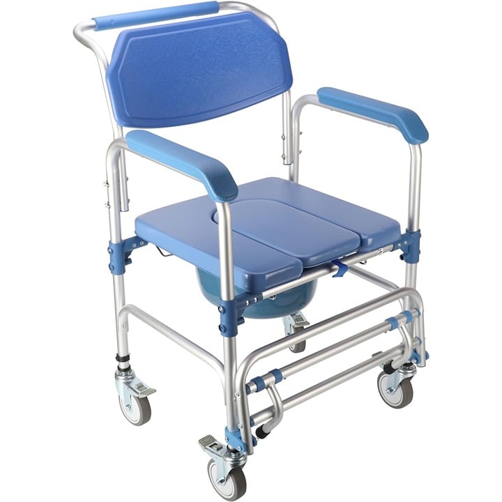4-in-1 Shower Commode Rolling Chair Multi-Functional Pa