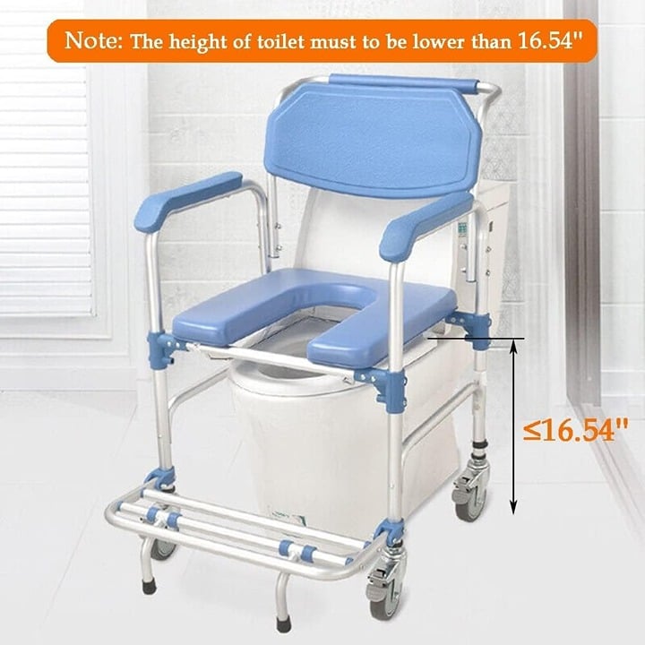 4-in-1 Shower Commode Rolling Chair Multi-Functional Padded Wheelchair 330 Lb A0W6tfICL