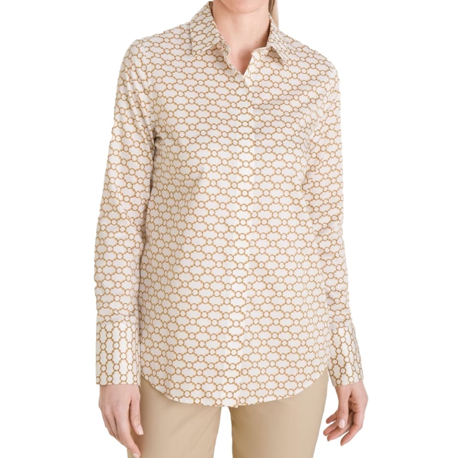 Chico´s Sateen Chain Link-Print Cotton Button Down
