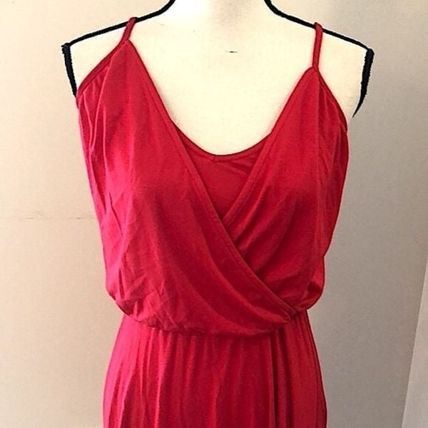 Ella Moss red mini dress jersey stretch knit spaghetti strap cross back & front 8M6BT0rTa