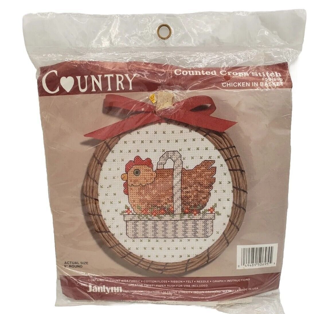 Janlynn Country Counted Cross Stitch Kit Chicken In Bas