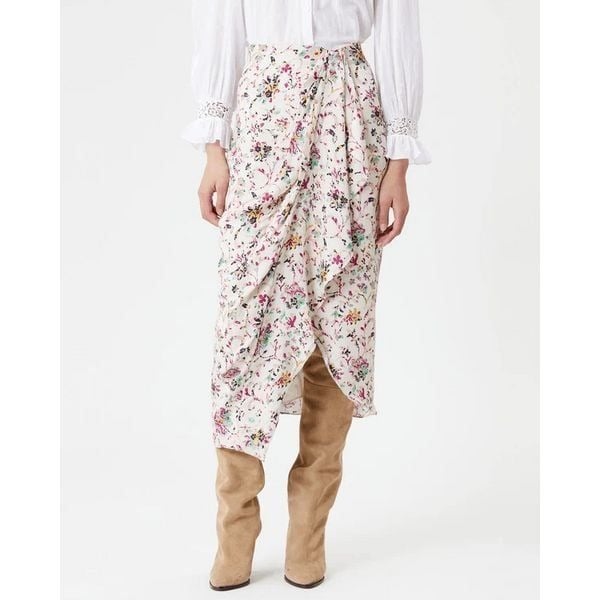 Isabel Marant Etoile Floral Midi Berthe Drapped Wrap Skirt Front Size 34 US 4 7OV8yZl7X