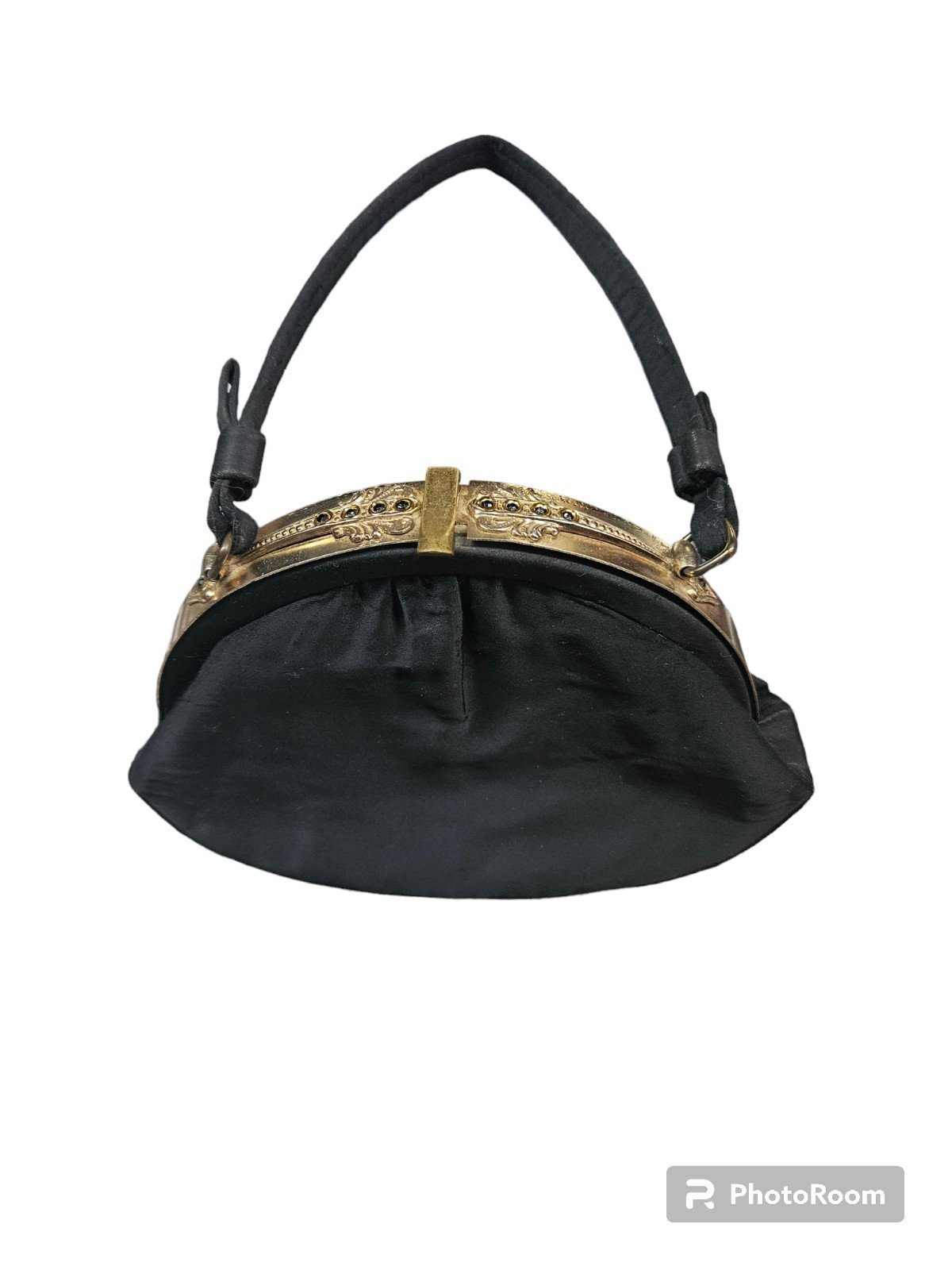 Vintage After 5 Evening Bag Black and Gold w/ Accessori