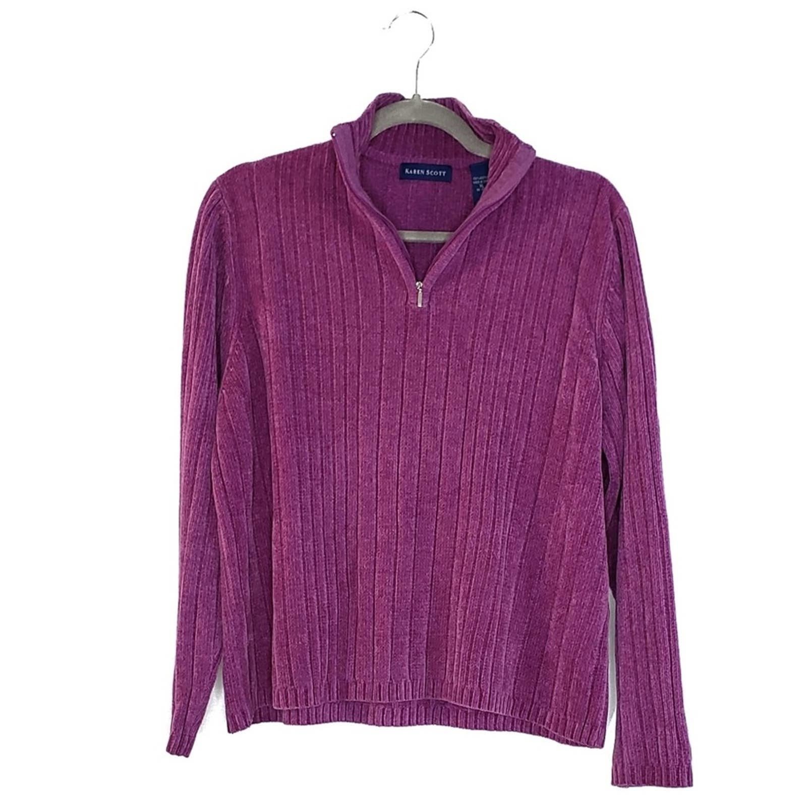Karen Scott Purple Half Zip Pullover Sweater L 7K95F3Cq