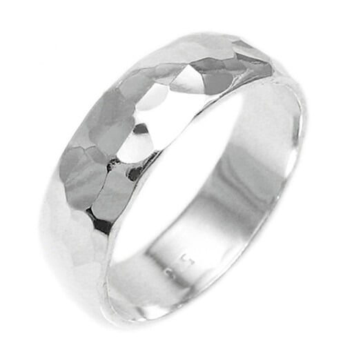 925 Sterling Silver Smooth 6mm Hammered Wedding Band Ri