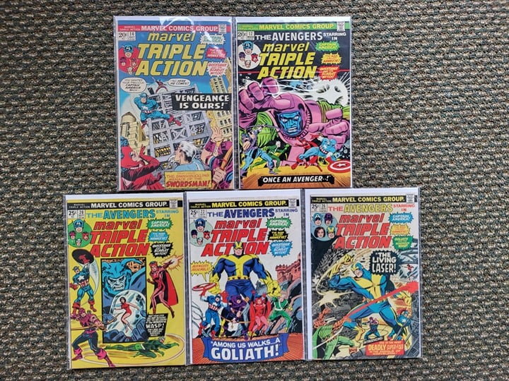 Marvel TRIPLE ACTION LOT of 5 (#14, 17, 20, 22, 26) Bronze Age 1970s Comics W2 DuXFi989w