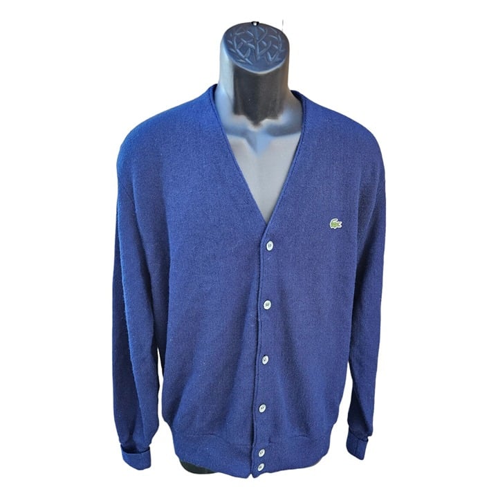 Vintage 80s Izod Lacoste Blue Cardigan Sweater Men’s Size Large 6AKCYFkkg