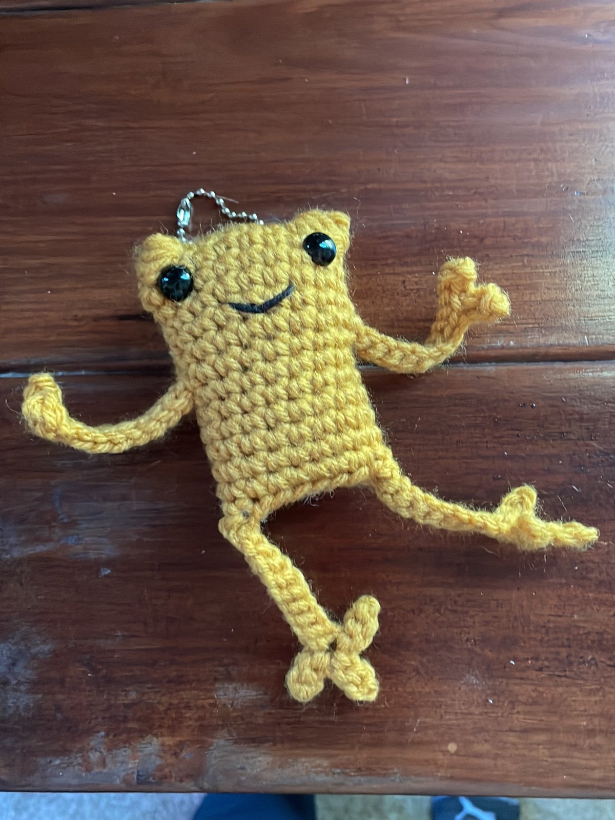 Crochet mustard frog keychain bag charm 0EIN7MnaC